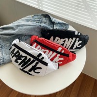 骑士小腰包机车单肩小挎包韩版休闲潮牌男女士胸包斜挎包 黑色